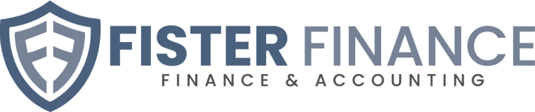 Fister Finance logo with shield design.