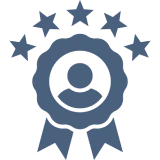 Award icon with stars and ribbon.